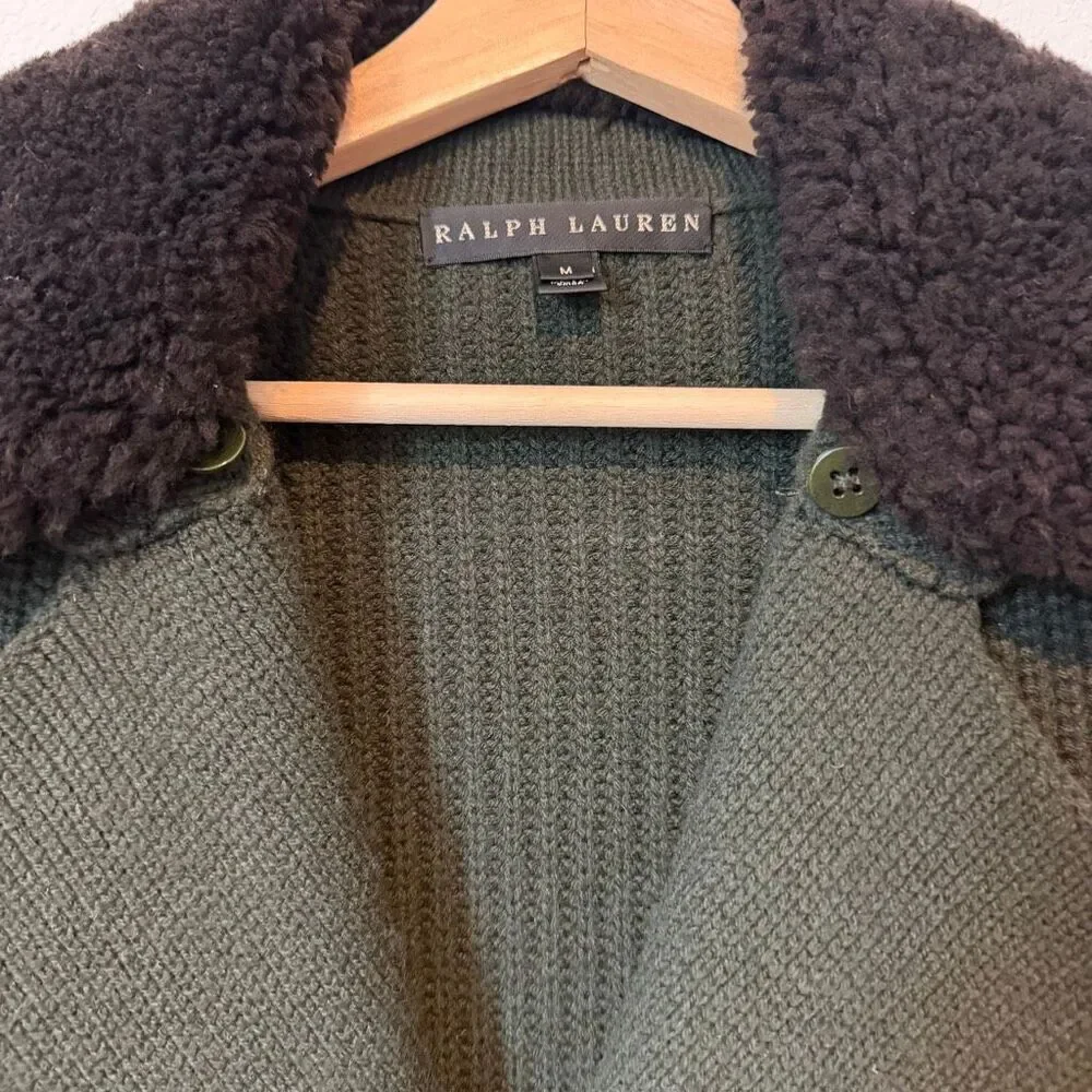 Ralph Lauren Wool Cashmere Knit Double Breasted Pea Coat Black Label Medium